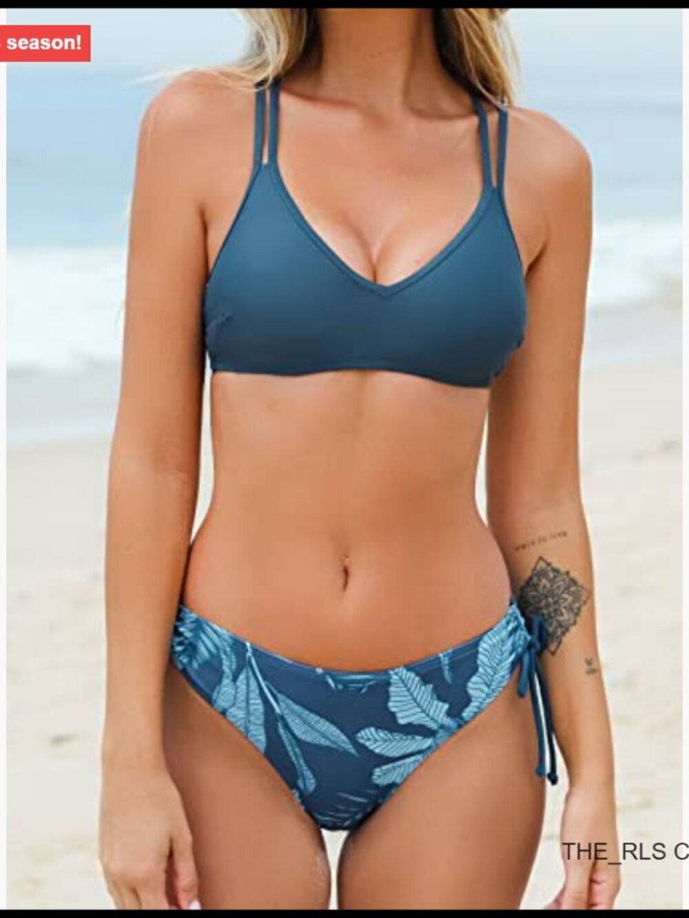 Two Piece Bikini Set with Criss Cross Back and Double Spaghetti Straps - Picture 4 of 7